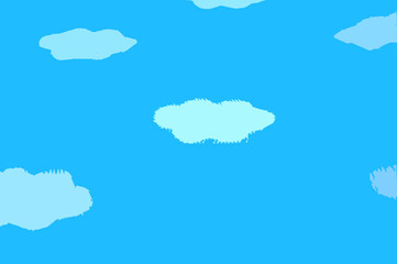 青い背景に雲のイラスト模様