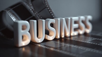 Creative business concept with stylish text and film strips for marketing visuals.