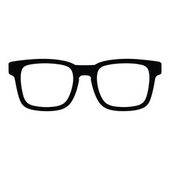 Fototapeta premium Square Thick-Frame Glasses Silhouette, Vector, Illustration, Outline, icon, Logo, White Background.