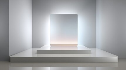 Fototapeta premium Minimalist display platform with soft ambient light in a modern, clean space.