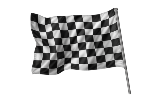 Two crossed checkered racing flag isolated on transparent background.