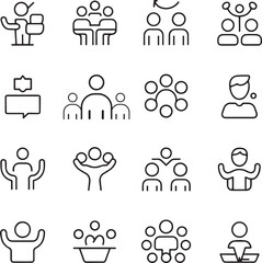 Team and People Outline Icons Set