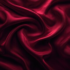 Obraz premium Deep crimson satin fabric dramatically draped, showcasing rich folds and subtle sheen
