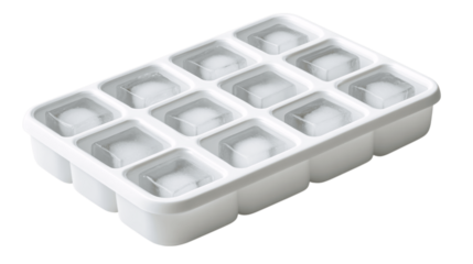 A compact silicone ice tray, white background --ar 16:9