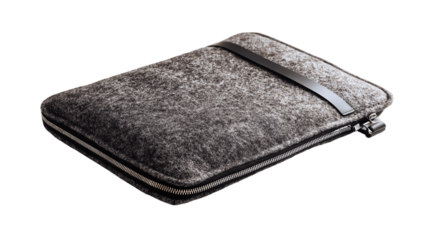 A elegant felt laptop sleeve, white background --ar 16:9