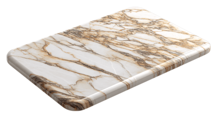 A ergonomic marble chopping board, white background --ar 16:9
