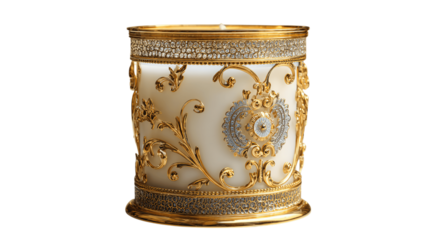 A luxury metal candle holder, white background --ar 16:9