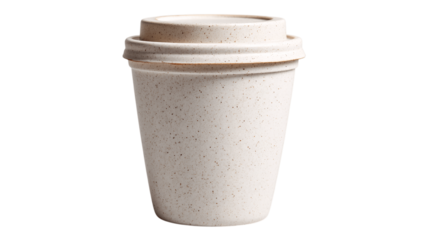 A matte finish eco-friendly coffee cup, white background --ar 16:9