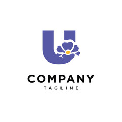 Letter U Primrose Flower Logo Icon Vector