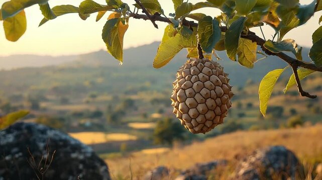 custard apple on branch in deccan plateau