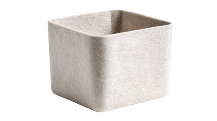 A sleek felt storage bin, white background --ar 16:9