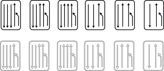 Road Signs Mandatory Series indicating with line art icon set, Regulatory, warning, restricted area symbols and guide character signs vector, for graphic and web design. traffic road signs and warning