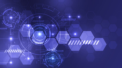 Digital hud circuit circle technology adstract blue light background