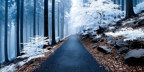 Winter's Embrace in a Misty Forest