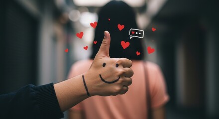 Drawn Smile Thumbs Up: Approval, Connection, and Affection in Urban Setting.