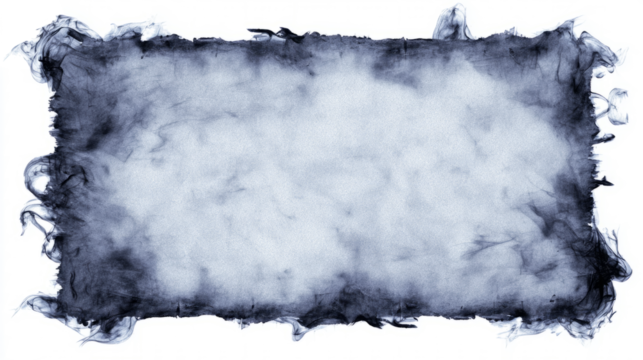 paper frame with irregular burnt shape and smoke stains