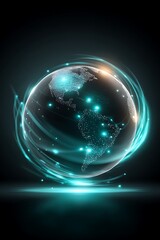 Abstract globe with light trails