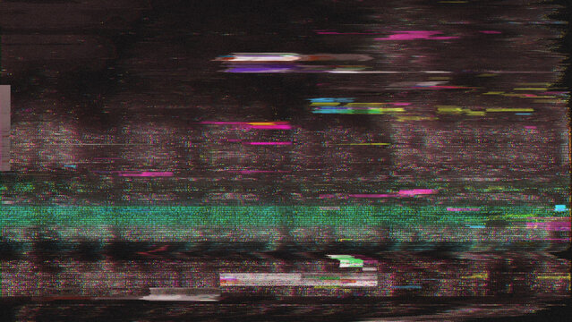 Cyberpunk Glitch Art, VHS Static Texture, Pixelated Errors, Digital Decay, Retro-Futuristic Visuals, Broken Screen Aesthetic