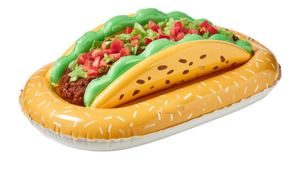 Taco-themed inflatable raft minimal on white