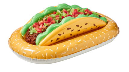 Taco-themed inflatable raft minimal on white