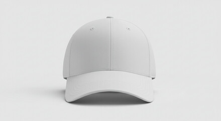 Clean white baseball cap on a white background front view