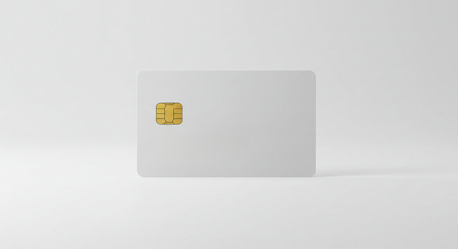 Isolated white credit card with chip on white background - Powered by Adobe
