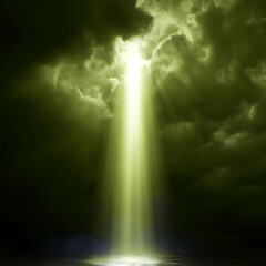 Divine Light Piercing Through Dark Clouds A Beam of Hope and Spirituality