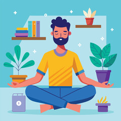 man doing yoga vector