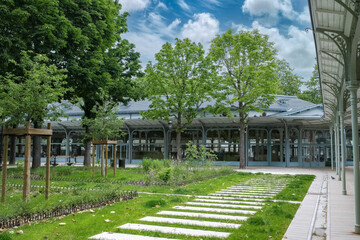 Vichy in France, the parc des Sources and the gallery in the historical center
