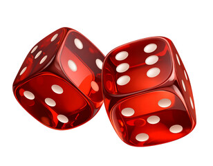Vibrant Red Dice Floating with Energy and Light, Isolated PNG Cutout