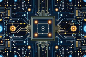 Fototapeta premium Advanced Circuit Design Background Vector for Quantum Computing and Modern Technology
