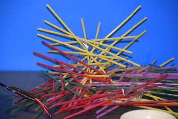 close up of colored straws