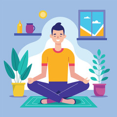 man doing yoga vector