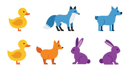 Cartoon Animal Collection – Colorful and Cute Wildlife Illustrations for Kids and Educational Designs