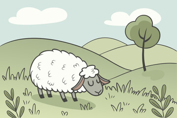  Cute Cartoon Baby with Big Eyes Reaching for Stars and Clouds