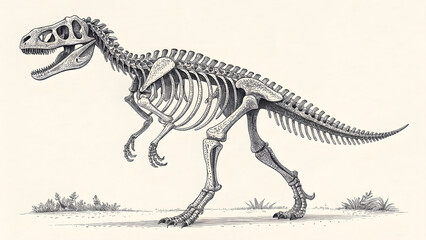 Fototapeta premium tyrannosaurus rex dinosaur skeleton sketch illustrations 