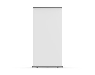 Retractable banner mockup, standee roll up banner mock up template on isolated white background, 3d illustration