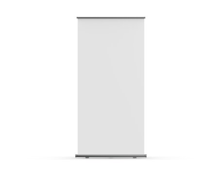 Retractable banner mockup, standee roll up banner mock up template on isolated white background, 3d illustration