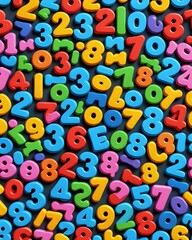 Fototapeta premium Colorful Number Background Abstract Texture of Multicolored Digits