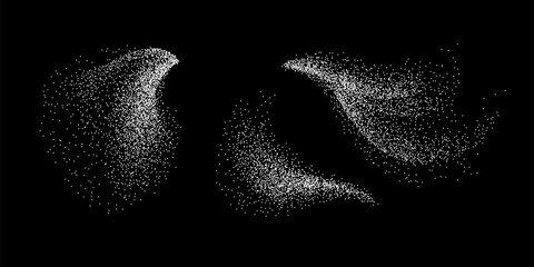 Sugar powder falling texture. Snow grain splash vector design elements. Flour or table salt abstract wave effect