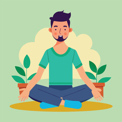 man doing yoga vector