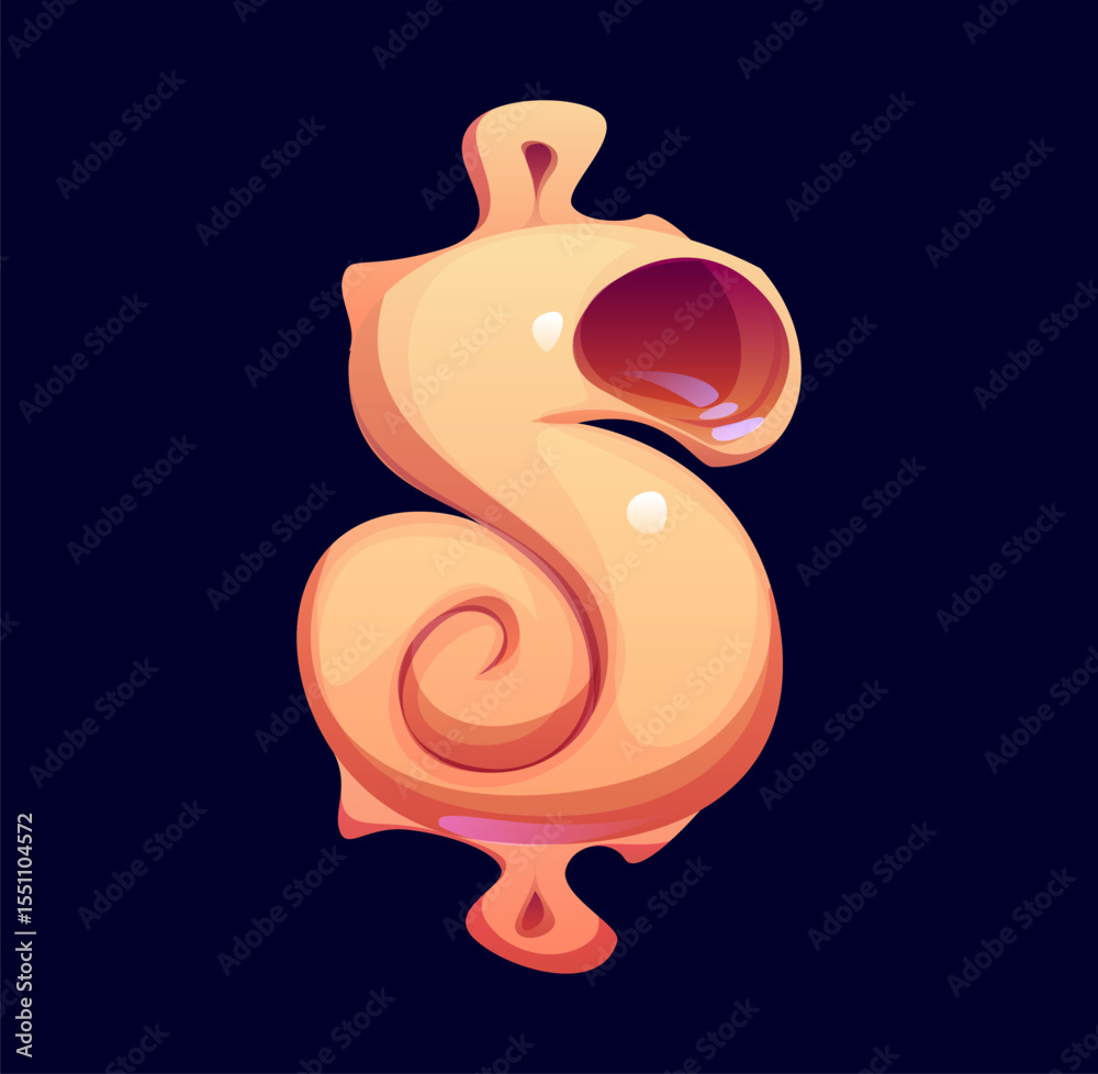 Fototapete sea seashell cartoon font punctuation dollar currency symbol. ocean conch english typeset symbol, co