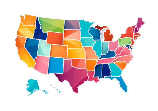 Colorful USA Map Illustration – Vibrant United States State Division Art