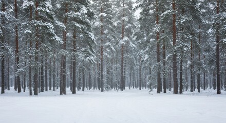 Fototapeta premium Snowy Pine Forest