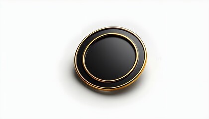Empty enamel pin mockup - Blank round Black gold lapel badge mock up