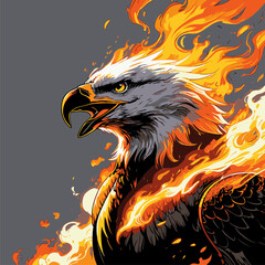 image of eagle head on fire