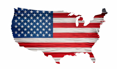 USA Map with American Flag Overlay – Patriotic United States Silhouette