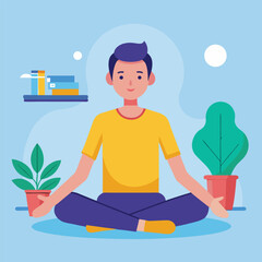 man doing yoga vector