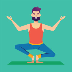 man doing yoga vector