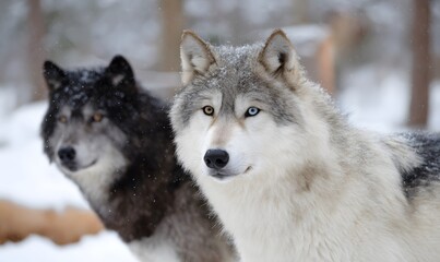 Obraz premium wolf in winter, Generative AI